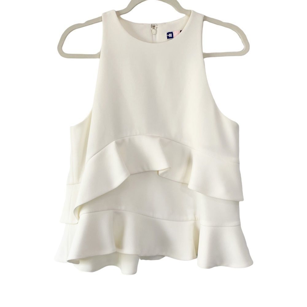 MSGM White Layered Ruffle Top